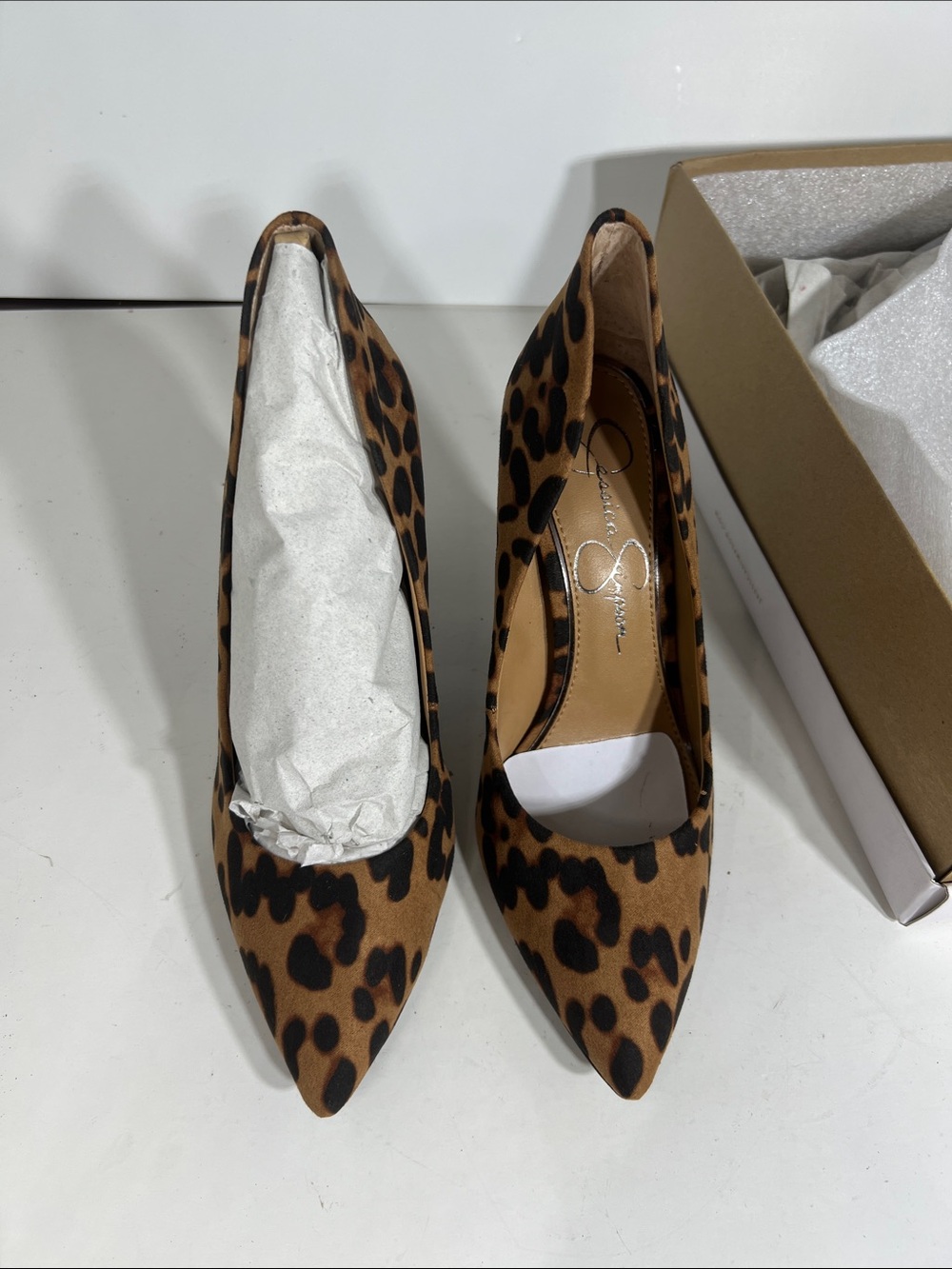 Jessica Simpson Leopard Print Pointed Toe Heels - Brown & Black